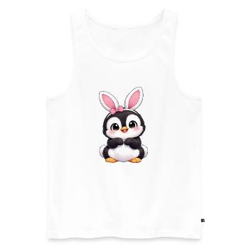Petit œuf de Pâques avec des oreilles de lapin de lapin, dessin animé pingouin mignon - Débardeur bio Premium Homme - blanc - Devant - Michal (187cm)