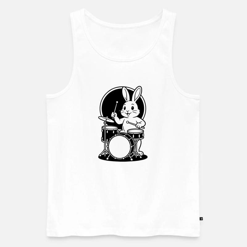 Hare am Schlagzeug - Männer Premium Bio Tank Top - Weiß