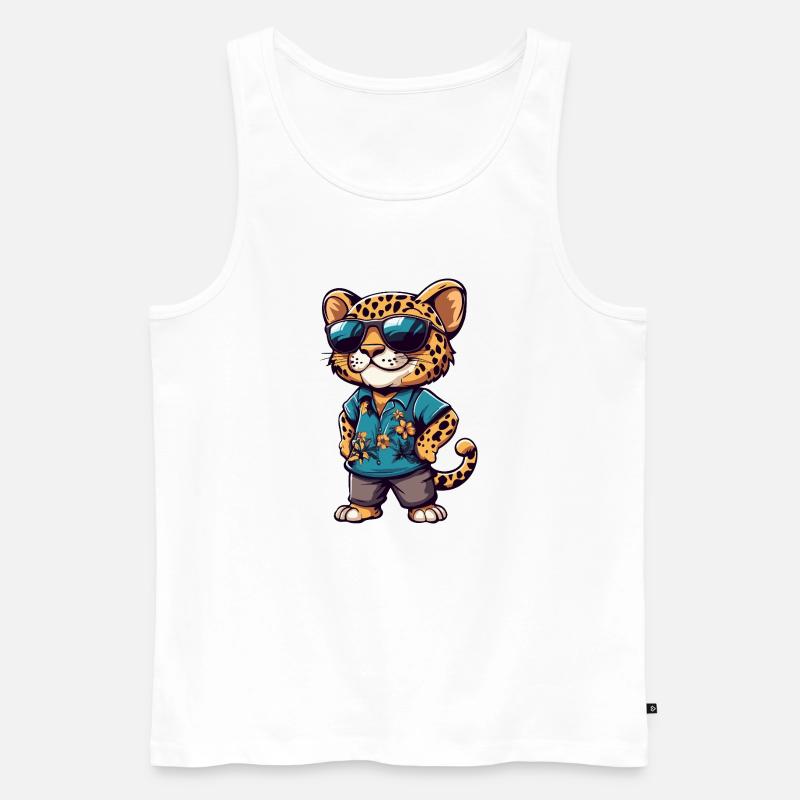 Leopard Comic Urlaub - Männer Premium Bio Tank Top - Weiß