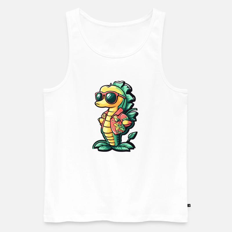 Seepferd Comic Urlaub - Männer Premium Bio Tank Top - Weiß