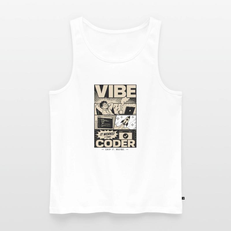 Vibe Coder Programmeur Humour Débardeur bio Premium Homme