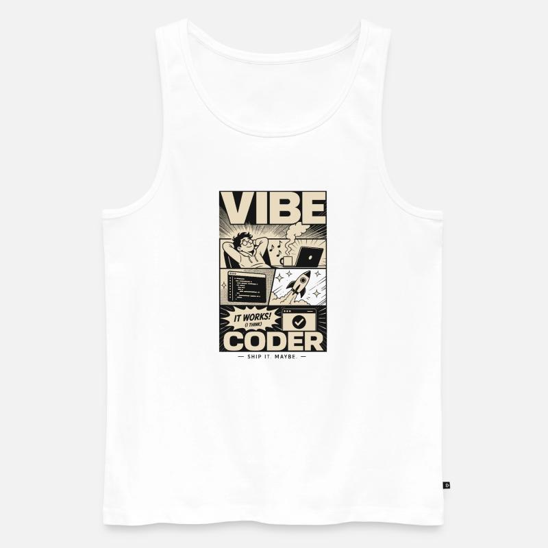 Vibe Coder Programmer Humor - Men's Premium Organic Tank Top - white