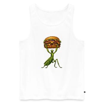 Comic Burger de l’Haltérophilie Mante Religieuse - Débardeur bio Premium Homme - blanc - Devant - Michal (187cm)