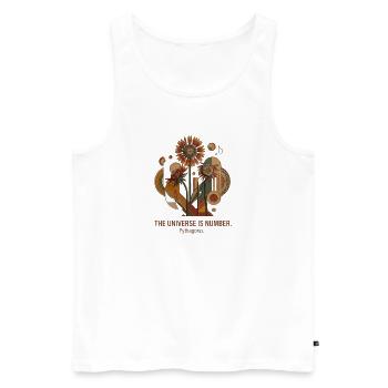 Sonnenblumengeometrie Pythagoras - Männer Premium Bio Tank Top - Weiß - Vorne - AI Model Male 178 light (178cm)