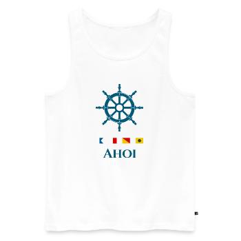 Ahoi Maritimes Steuerrad Signalflaggen Design - Männer Premium Bio Tank Top - Weiß - Vorne - Michal (187cm)