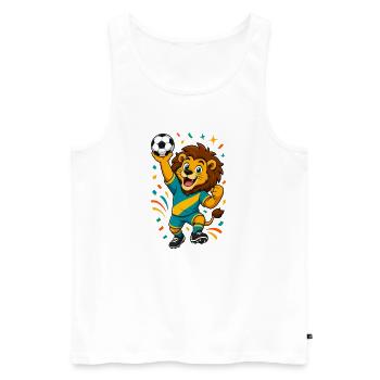 Löwe Maskottchen Fußball Fan - Männer Premium Bio Tank Top - Weiß - Vorne - Michal (187cm)