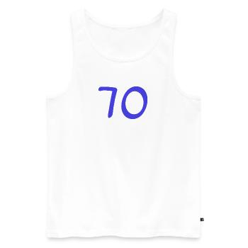 70. 70 YEARS. 70TH ANNIVERSARY. 70TH ANNIVERSARY. - Men's Premium Organic Tank Top - white - Front - Michal (187cm)