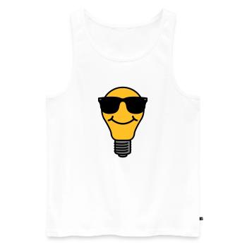 Lightbulb with sunglasses - Men's Premium Organic Tank Top - white - Front - Michal (187cm)