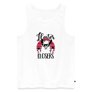 Llater Llosers llama - llama - gift - humor - Men's Premium Organic Tank Top - white - Front - AI Model Male 178 light (178cm)