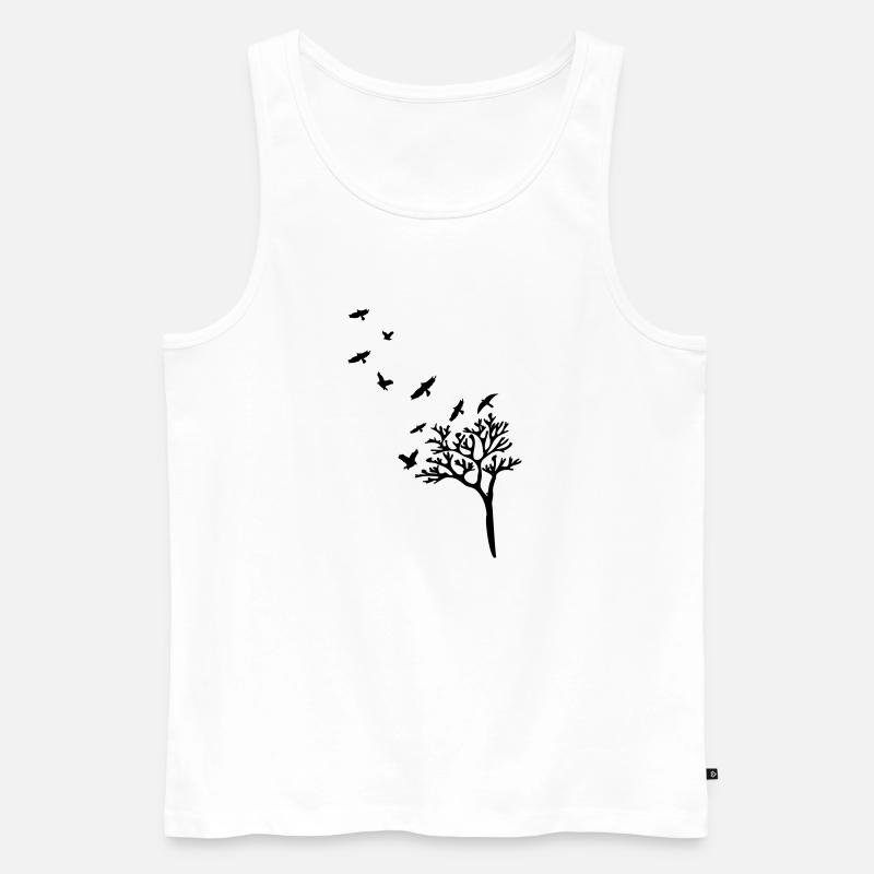 trees_birds_shilouette - Männer Premium Bio Tank Top - Weiß