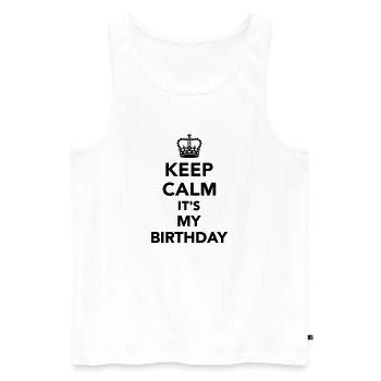 Keep calm It's my Birthday - Débardeur bio Premium Homme - blanc - Devant - AI Model Male 178 light (178cm)