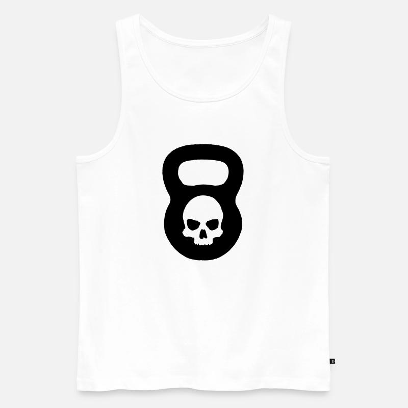 Kettlebell Ghost Black - Männer Premium Bio Tank Top - Weiß