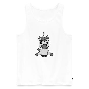 einhorn unicorn süßes niedliches sitzendes comic c - Männer Premium Bio Tank Top - Weiß - Vorne - AI Model Male 178 light (178cm)