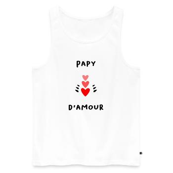 PAPY. PAPY D'AMOUR. PAPA. FÊTE DES PÈRES. - Débardeur bio Premium Homme - blanc - Devant - Michal (187cm)