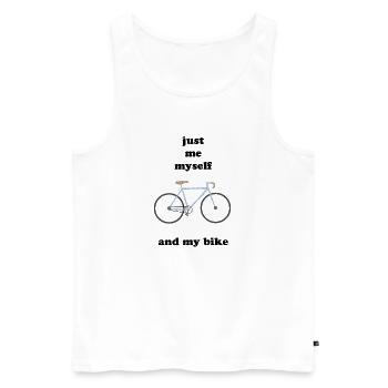 just me, myself and my bike  - Männer Premium Bio Tank Top - Weiß - Vorne - Michal (187cm)