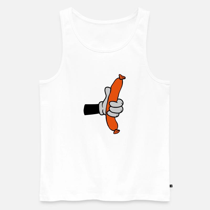 Comic Hand hält Wurst - Männer Premium Bio Tank Top - Weiß