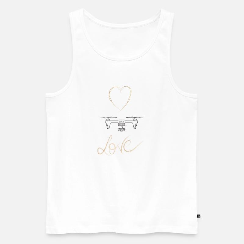 Love Drohne - Männer Premium Bio Tank Top - Weiß
