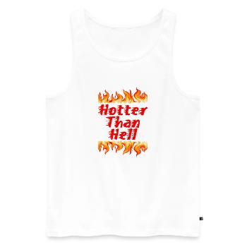 Hotter than Hell - Männer Premium Bio Tank Top - Weiß - Vorne - Michal (187cm)