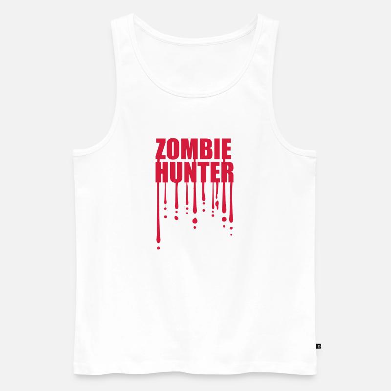zombie hunter Halloween Zitat - Männer Premium Bio Tank Top - Weiß