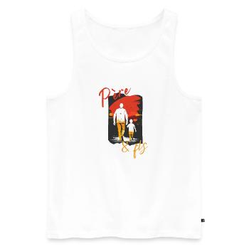 père et fils/dad fête des pères - Débardeur bio Premium Homme - blanc - Devant - Michal (187cm)