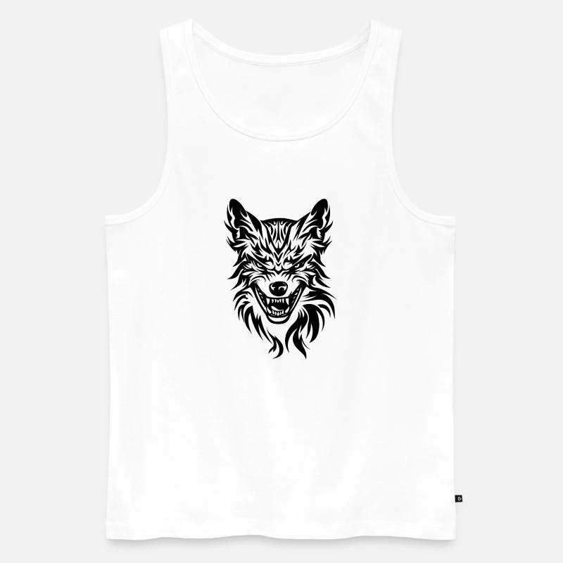 Wolf schwarz-weiß - Männer Premium Bio Tank Top - Weiß
