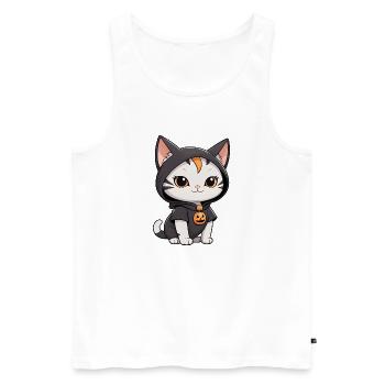 Spukige Schnurrhaare Halloween Katzenzauber - Männer Premium Bio Tank Top - Weiß - Vorne - Michal (187cm)