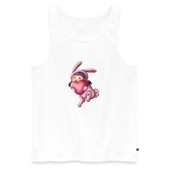Hase Bunny Herz Heart Kawaii Niedlich Süß Cute Kid - Männer Premium Bio Tank Top - Weiß - Vorne - Michal (187cm)