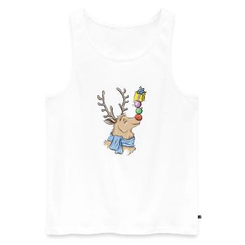 Rentier - Männer Premium Bio Tank Top - Weiß - Vorne - Michal (187cm)