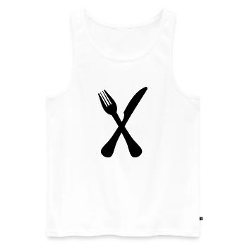 Cutlery - Men's Premium Organic Tank Top - white - Front - AI Model Male 178 light (178cm)
