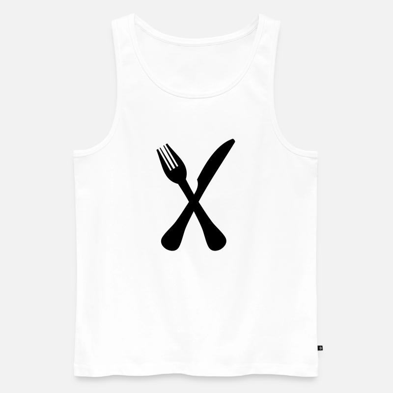 Besteck - Männer Premium Bio Tank Top - Weiß