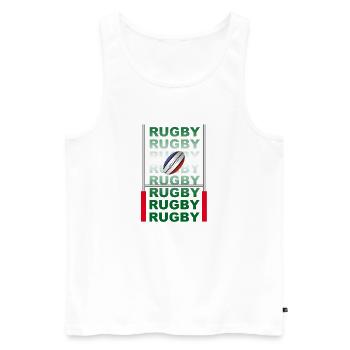 rugby - Männer Premium Bio Tank Top - Weiß - Vorne - AI Model Male 178 light (178cm)