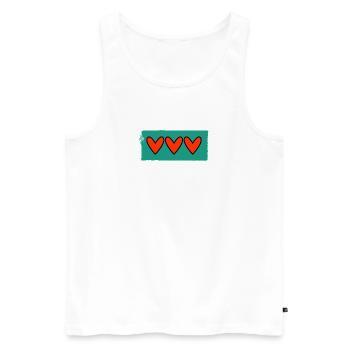 HERZ. HERZ. VALENTINSTAG. LIEBE. LIEBE. PAAR. - Männer Premium Bio Tank Top - Weiß - Vorne - Michal (187cm)