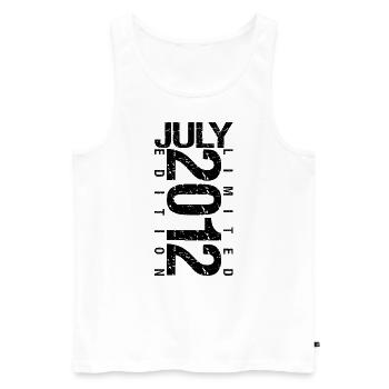 Anniversaire Juillet 2012 Juillet né en July 2012 - Débardeur bio Premium Homme - blanc - Devant - Michal (187cm)
