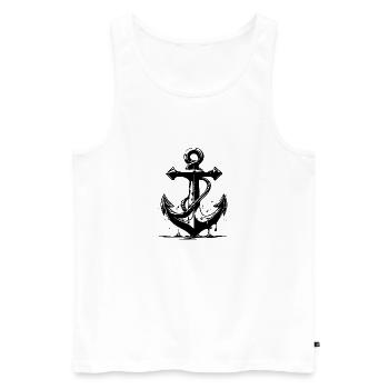 Vintage Old Wet Anchor with Rope - Men's Premium Organic Tank Top - white - Front - AI Model Male 178 light (178cm)