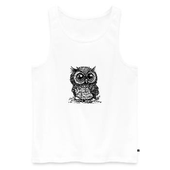 Hibou mignon - Petit Hibou - Débardeur bio Premium Homme - blanc - Devant - AI Model Male 178 light (178cm)