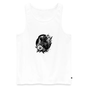 Astronaute avec des fleurs au clair de lune - Débardeur bio Premium Homme - blanc - Devant - Michal (187cm)