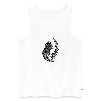 Little cute cat in nature tattoo style - Men's Premium Organic Tank Top - white - Front - AI Model Male 178 light (178cm)