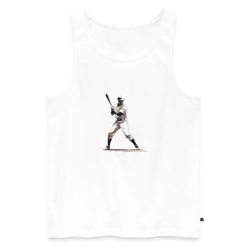Baseball Spieler mit Baseballschläger - Männer Premium Bio Tank Top - Weiß - Vorne - Michal (187cm)