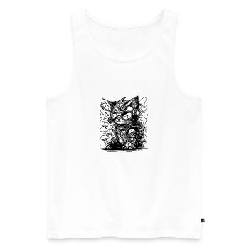 Kleine coole Space Katze Splash Tattoo Style - Männer Premium Bio Tank Top - Weiß - Vorne - AI Model Male 178 light (178cm)