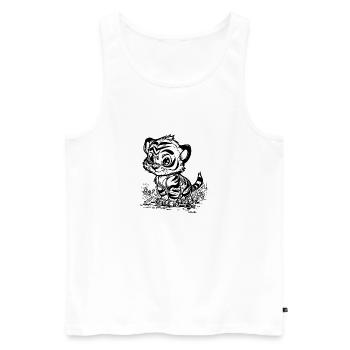 Cute little tiger with cute stripe pattern - Men's Premium Organic Tank Top - white - Front - AI Model Male 178 light (178cm)