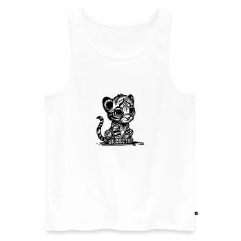 Small tiger with cute striped pattern - Men's Premium Organic Tank Top - white - Front - AI Model Male 178 light (178cm)