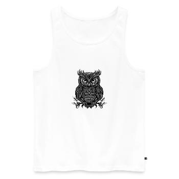 Vintage owl with big eyes - Men's Premium Organic Tank Top - white - Front - AI Model Male 178 light (178cm)