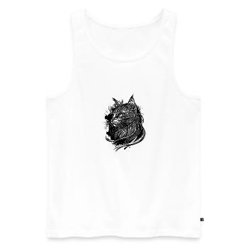 Cute Little Space Domestic Cat in Tattoo Style - Men's Premium Organic Tank Top - white - Front - AI Model Male 178 light (178cm)