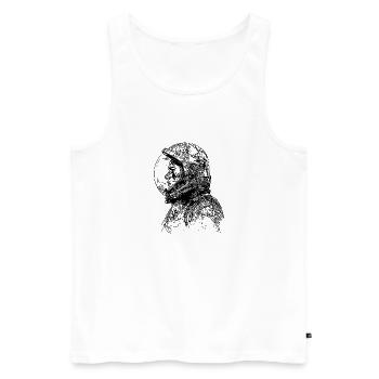 Vintager Kosmonaut mit geschlossenem Helm - Männer Premium Bio Tank Top - Weiß - Vorne - Michal (187cm)