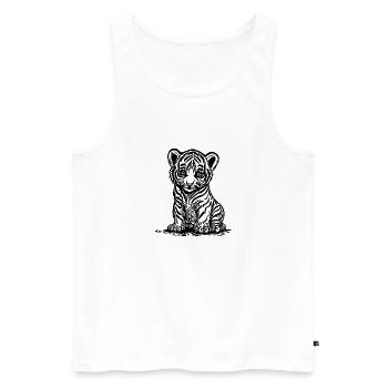 Cute little tiger with elegant striped pattern - Men's Premium Organic Tank Top - white - Front - AI Model Male 178 light (178cm)