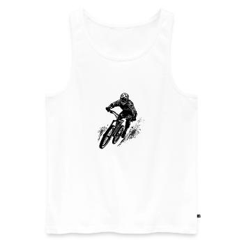 Mountain bikers with bike and helmet - Men's Premium Organic Tank Top - white - Front - AI Model Male 178 light (178cm)
