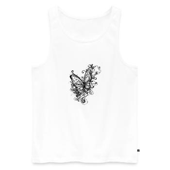 Pretty Vintage Tattoo Line Style Butterfly - Men's Premium Organic Tank Top - white - Front - AI Model Male 178 light (178cm)