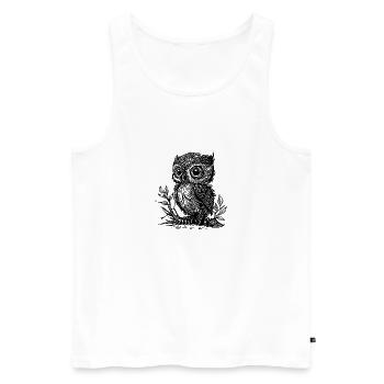 Cute little vintage owl on a branch - Men's Premium Organic Tank Top - white - Front - AI Model Male 178 light (178cm)