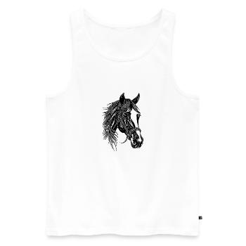 Pedigree Joli Cheval Équestre Dressage Sports équestres - Débardeur bio Premium Homme - blanc - Devant - Michal (187cm)