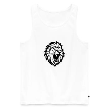 Angry Lion Head Tattoo Style Elegant Mane - Men's Premium Organic Tank Top - white - Front - Michal (187cm)